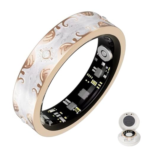 Retro Bluetooth Smart Ring for Women Fitness Tracker Ring with Heart Rate, Sleep Monitoring, Blood Oxygen, Step Counting for iOS and Android (White, 9#) - color: White, size: 9