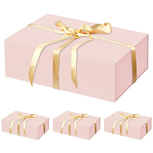 HavrePac 4 Pack Large Gift Boxes 13.8x9x4.3 Inches Luxury Gift Boxes with Lids,Magnetic Closure Gift Box for Present Packaging Box for Mother's Day, Birthdays, Party,Weddings - color: Pink, size: 1 count (Pack of 4)