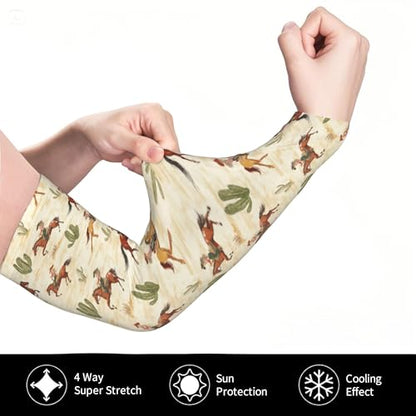 Arm Sleeves Outdoor Garden Sports Cooling Sun Sleeve for Women Men Farm - color: Cowboy