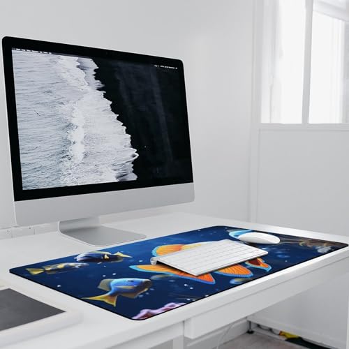 Large Size Gaming Mouse Pad Fishs Desk Mat Non-Slip Base Waterproof Desktop Writing Pad for Office Home - color: Fishs, size: 40x90cm
