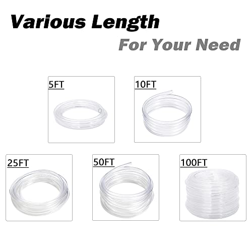 DAVCO 3/4" ID - 5 ft Clear Vinyl Tubing, Low Pressure Flexible PVC Tube, Heavy Duty UV Chemical Resistant Lightweight Plastic Vinyl Hose, BPA Free and Non Toxic, with 2 Stainless Clamps - size: 3/4"ID, style: 5 Feet