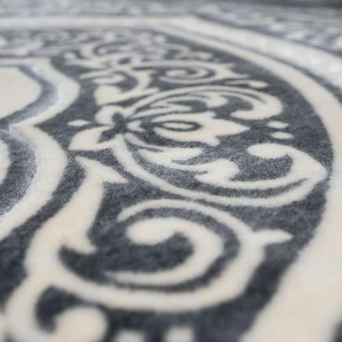 Modefa Turkish Islamic Velvet Prayer Rug - Thick & Wide Soft Praying Carpet for Men & Women - Eid & Ramadan Gift - with Kufi Cap, Beads & Car Hanger - Double Plush (Floral Arch - Grey) - color: Floral Arch - Grey