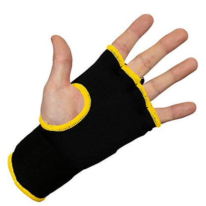 Title Boxing Attack Nitro Speed Wraps 2.0 - Boxing Wraps, Quick Wraps Boxing, Boxing Hand Wraps, Hand Wraps for Boxing Gloves, MMA Gloves, Wrist Wraps Boxing, Muay Thai Hand Wraps, Knuckle Protection - color: Black/Yellow, size: X-Large