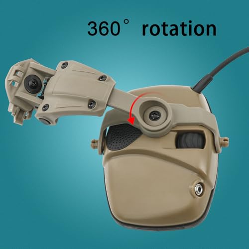 Hearing Protection Noise Cancelling Sound Amplification with Gel Ear Pad/ARC Rail Adapter Ideal for Shooting Sport - color: Tan