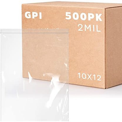 GPI - 10" x 12" 1 Gallon Zip Bags, 500 Count, 2 Mil, Clear Plastic Reclosable Poly Baggies, with Resealable Zip Top Lock. for A4 Letter Size Paper, Apparel, Clothing, Food, Home & Office Supplies. - size: 10" x 12"