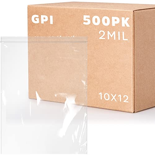 GPI - 10" x 12" 1 Gallon Zip Bags, 500 Count, 2 Mil, Clear Plastic Reclosable Poly Baggies, with Resealable Zip Top Lock. for A4 Letter Size Paper, Apparel, Clothing, Food, Home & Office Supplies. - size: 10" x 12"