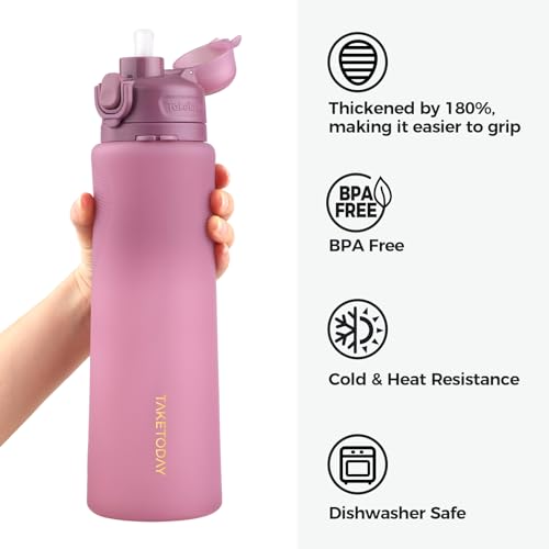 TakeToday Collapsible Water Bottles, Foldable for Travel, 32oz, Purple - color: Purple