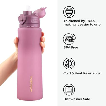TakeToday Collapsible Water Bottles, Foldable for Travel, 32oz, Purple - color: Purple