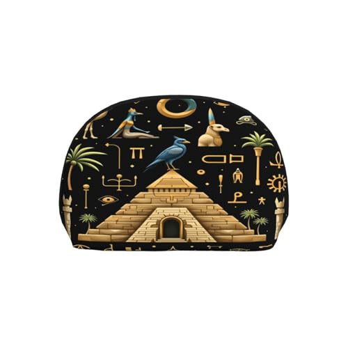 Ancient Egyptian 2-Piece Shell Makeup Bag Set, Large Capacity Travel Cosmetic Bag For Women With Zipper, Waterproof Polyester Toiletry Organizer Pouch For Purse, Travel, Gym & Daily Use - color: Ancient Egyptian