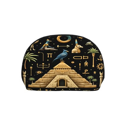 Ancient Egyptian 2-Piece Shell Makeup Bag Set, Large Capacity Travel Cosmetic Bag For Women With Zipper, Waterproof Polyester Toiletry Organizer Pouch For Purse, Travel, Gym & Daily Use - color: Ancient Egyptian