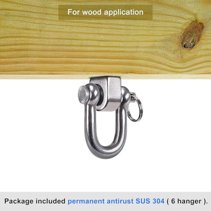 SELEWARE 6 Pack Swing Hangers Swing Set Hooks Stainless Steel Hammock Hooks for Porch Swing, Hammock Chair, Heavy Bag, Yoga Silk, Suspension Straps, Gymnastics Rings - color: Stainless 6 Pack Swing Hooks