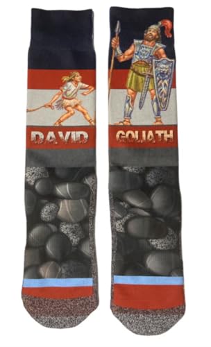 Men's – Christian Crew Socks for Men with Scripture | Moisture-Wicking | Easter Gift Idea - color: David & Goliath