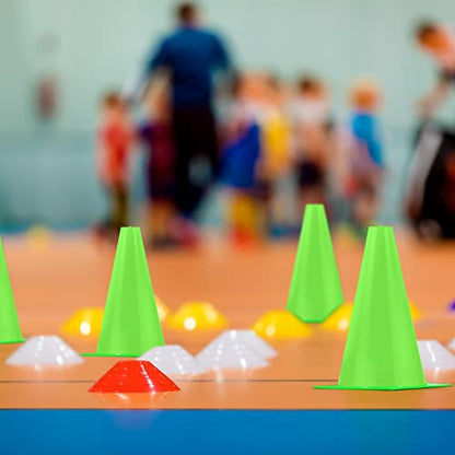 30 Pieces 9 Inch Traffic Cones Plastic Sport Agility Training Safety Cones Soccer Practice Equipment for Basketball Football Drills Exercise, Outdoor Activity and Events - color: Green