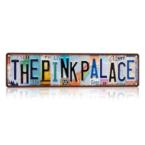Vintage The Pink Palace Street Sign Wall Decor - color: St-B-13