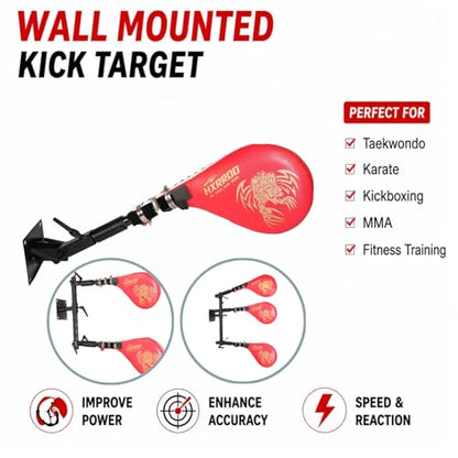 Wall Mount Kicking Pad, Taekwondo Kick Target with Adjustable Steel Stand, Wall Mounted Bracket Hands-Free Striking Pad