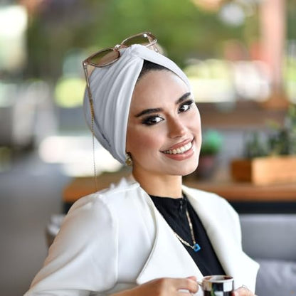 para life Knot Turbans for Women, Breathable Instant Turban|Standard Size Cotton|Pre-tied Scarf, Hijab Cap&Undercap - color: Off-white