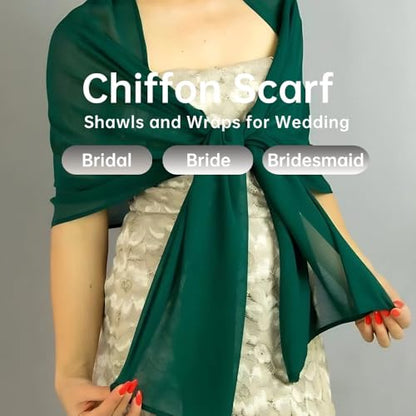 Harewom Chiffon Hijab for Women Sheer Shawl and Wraps for Wedding Bridal Scarves Summer Lightweight Sun-proof Scarf - color: Dark Green Chiffon Hijab Shawls Scarves