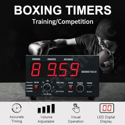 Classic Boxing Interval Timer,Professional Gymnastics Timer with LED Display,1 to12 Challenge Rounds and Adjustable Buzzer,Interval Timer for Workout/Gym Timer/Boxing Equipment Blue - color: Blue