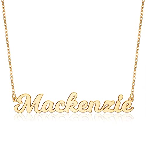 Ursteel Custom Name Necklace Personalized, 14K Gold Plated Personalized Name Necklace Dainty Name Plate Necklace Jewelry Personalized Gifts for Women - style: Mackenzie