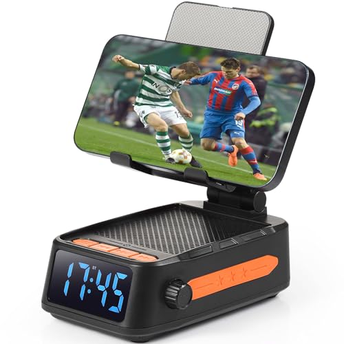 DiKaou Gifts for Men Women, Bluetooth Speaker Phone Stand with Clock, Unique Birthday for Him Dad Husband Boy Mom, Men’s Cool Gadget, Smart Phone Holder for iOS/Android, Ideal Gifts Christmas