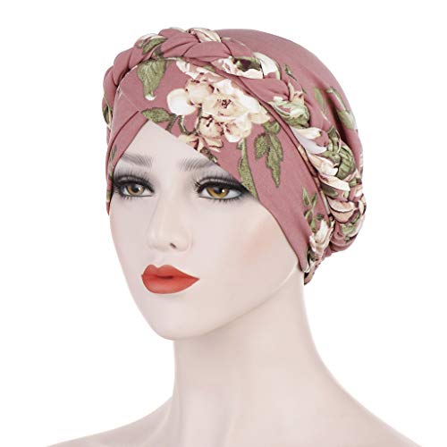 Cancer Chemo Beanies Bandana Headwrap Cap Satin Bonnet Head Scarf Hijab Braid Silky Turban Hats for Women - color: Pink Floral