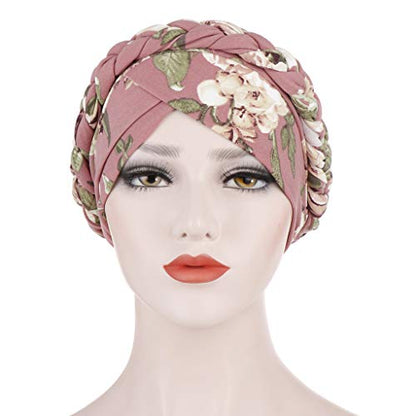 Cancer Chemo Beanies Bandana Headwrap Cap Satin Bonnet Head Scarf Hijab Braid Silky Turban Hats for Women - color: Pink Floral