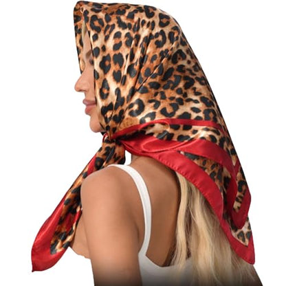 Head Scarf Hair Neck Scarves for Women Purse Bag Scarfs for Handbag Silky Satin Square Headscarf Fashion Hair Bandanas - color: Red