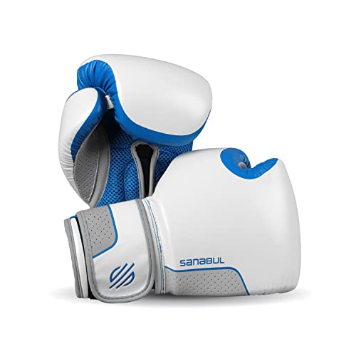 Sanabul Hyperstrike Boxing Gloves for Women, Kickboxing MMA Muay Thai Gloves, Training Sparring Punching Heavy Bag. - color: Blue/White, size: 12 oz