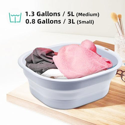2 Pack Collapsible Wash Basin Set, Foldable Dish Tub, Small Medium Portable Sink for Kitchen, Camping, RV, Baby Bottles, Laundry, Plastic Washbasin -Gray - color: Gray