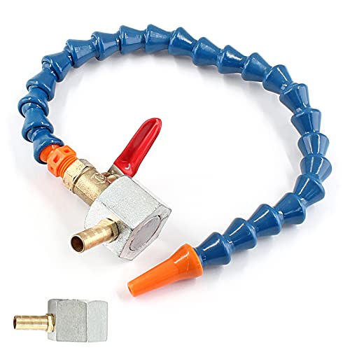 Waziaqoc Adjustable Magnetic Base with Round Nozzle Coolant Pipe Hose | 1/4PT Thread, Flexible Water Oil Coolant, For Drainage Polishing, Gems Jade Stones - size: 1pc Round Nozzle Hose with Magnetic Base
