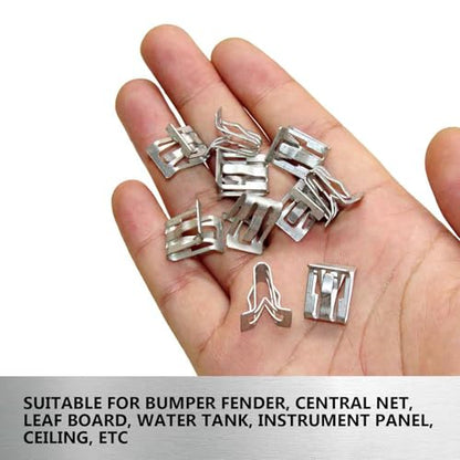 15 PCS Dashboard Trim Clip, A-Pillar U-Shaped Liftgate Trim Panel Fastening Buckle, Metal Rust-Proof Decorative Fixing Clips Replacement, Universal for Most Cars Repair Accessories (Silver)