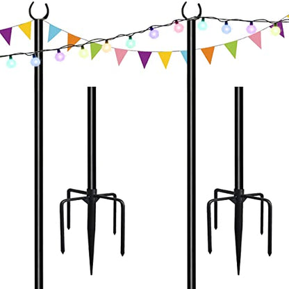 10ft String Light Poles for Soft Surfaces, Light Poles for Outdoor String Light, Perfect for Garden, Backyard, and Patio Lighting Stand for Parties, Wedding - Matte Black Finish - 2 Pack - style: 2 Pole for Soft Surfaces