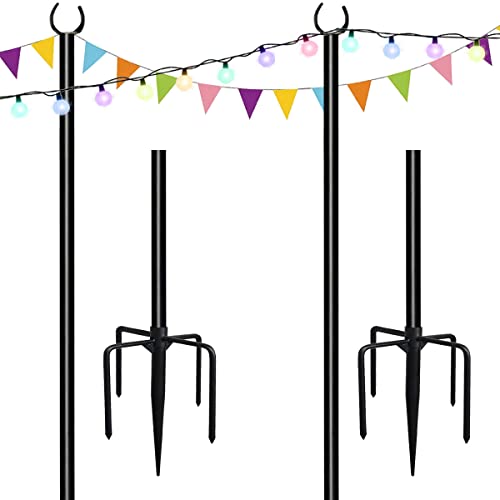 10ft String Light Poles for Soft Surfaces, Light Poles for Outdoor String Light, Perfect for Garden, Backyard, and Patio Lighting Stand for Parties, Wedding - Matte Black Finish - 2 Pack - style: 2 Pole for Soft Surfaces