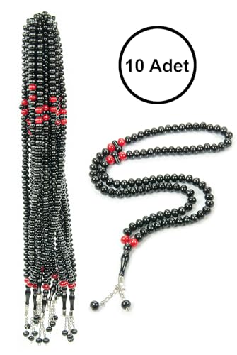 ihvan online, Tasbih Prayer Beads 99, Pack of 10, Muslim Prayer Bead, Islamic Rosary Bead, Dhikr, Tasbeeh Bulk, Misbaha, Masbaha, Tespih, Islamic Gift for Ramadan & Mawlid & Hajj Umrah - color: Black