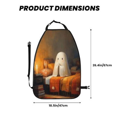White Sheet Ghost Hands Folded In Prayer Car Seat Back Kick Protectors,2 Pack Kick Mats With Storage Pockets For Vehicles To Protect From Dirt Mud Scratches