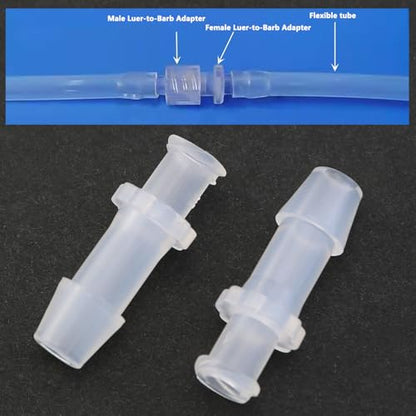10PCS Luer Lock Adapter Clear Polypropylene Female Luer Lock Connector 1/4 inch Hose Barb Fitting Kit for Connecting Syringes Hose Laboratory Equipment