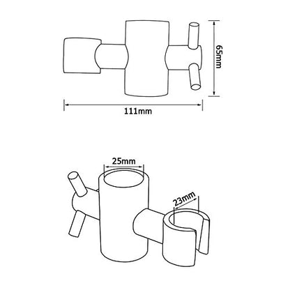 Solid Brass Replacement 25mm Hand Held Shower Bracket for Slider Height & Angle Adjustable Sprayer Holder on Slide Bar, Chrome