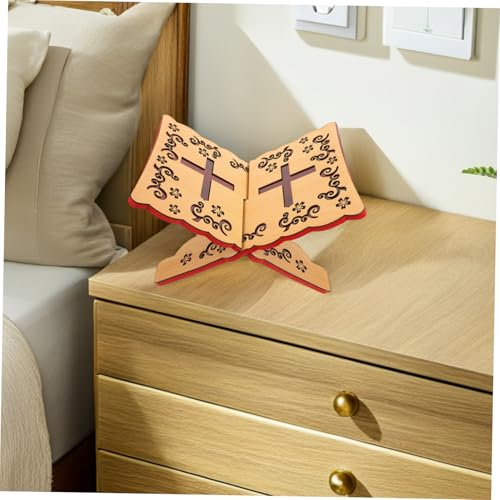 Cabilock Elegant Quran Book Stand Artistic Carvings Decorative Reading Rack for Daily Use and Religious Celebrations for Muslim