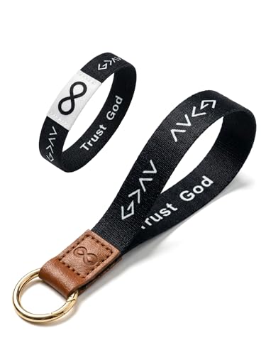 NFC Daily Bible Verse Bracelet & Keychain Wristlet Set - Scan for Scripture - Christian Religious Gifts for Women Men - color: Black