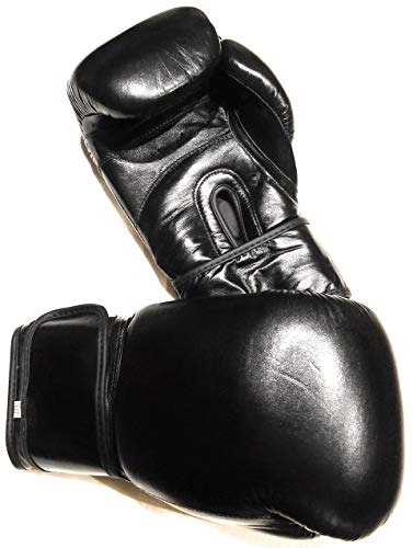 Top Grade Leather Boxing Gloves for Men and Women - Muay Thai Training Kickboxing Fighting Multi Layer Foam Sparring Gloves - Safety Strap Boxing Gloves with Black Palm 20oz, 22oz, 24oz - size: 22oz