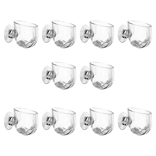 Pack of 10 Aquariums Plant Holder Suction Cup Designs Acrylic Feeding Bowl for Shrimp and Small Fish Feeding