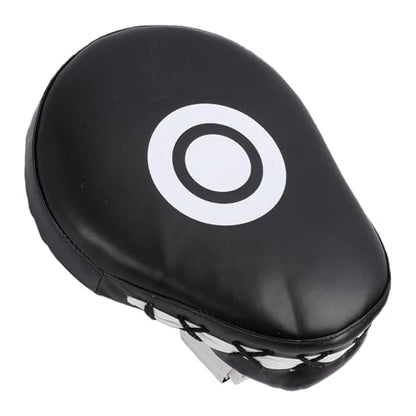 Keenso Boxing Punching Mitt, PU Curved Boxing Pad with Adjustable Strap, Hand Pad for Taekwondo Muay Thai Training, Adults Kids All Skill Levels - color: Black White