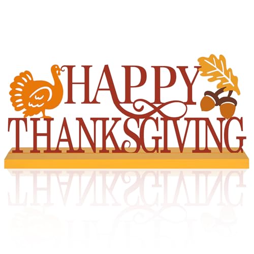 Metal Happy Thanksgiving Sign Decorations for Home Party Shelf Mantel - style: Thanksgiving