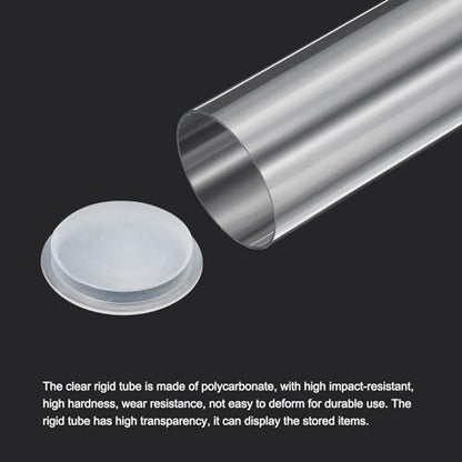 PATIKIL 5.9"L x 1.7"Dia Clear Storage Tubes, 3Pcs PC Plastic Transparent Hollow Round Rigid Tube with Cap for Beads Bath Salt Container Wedding Party Favors
