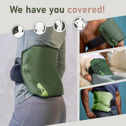 Large Ice Packs for Injuries Reusable Wrap with Straps - Soft Gel Hot and Cold Packs for Injuries, Hip, Shoulder, Back Pain Relief - 12" x 15" - Green - size: Large, style: Green