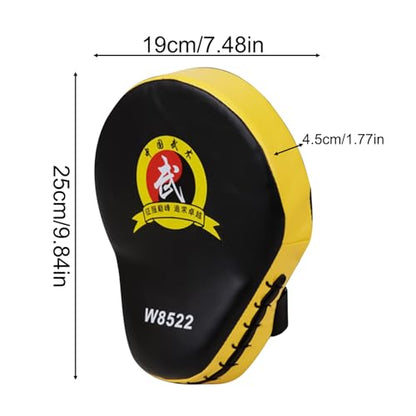 Boxing Punch Mitts, PU Boxing Pads Curved Focus Mitts, Adjustable Punching Hand Pads for Martial Arts Karate MMA Muay Thai - color: Yellow