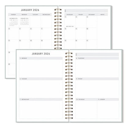 Sweetzer & Orange 2026 Planner – 6" x 8.25" Dated Daily, Weekly & Monthly Calendar Planner – January to December 2026 – Eucalyptus Design with Motivational Stickers, Gold Spiral & Sturdy Paper - color: Eucalyptus