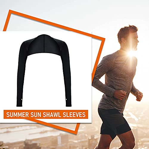 Aster Cooling Shawl Arm Sleeve with Finger Hole Sun Protection Cooler Shrug Arms Wrap 2-piece - color: White and Black