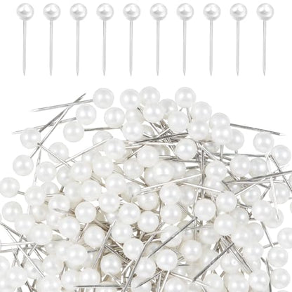 100Pcs Pearl Push Pins, Sewing Straight Pins with Faux Pearl Heads for Fabric Decorative Round Short Tacks with Storage Case for Sewing Craft Wedding Holiday DIY Accessories, 0.6Inch