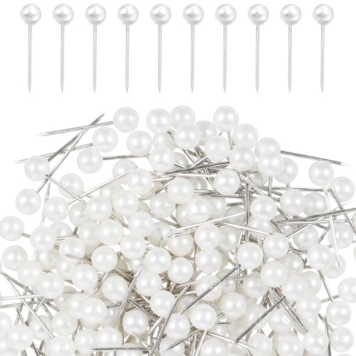 100Pcs Pearl Push Pins, Sewing Straight Pins with Faux Pearl Heads for Fabric Decorative Round Short Tacks with Storage Case for Sewing Craft Wedding Holiday DIY Accessories, 0.6Inch
